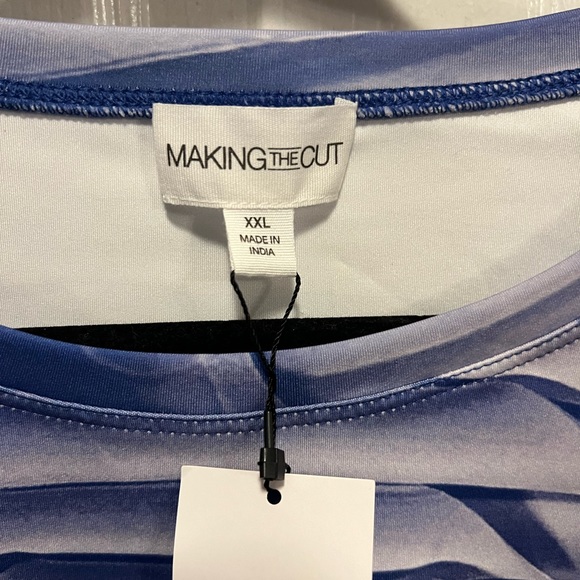 🔵 55) Making the Cut Season 3 Puff Sleeve Printed Knit Cropped Too NWT sz XXL - Picture 8 of 9